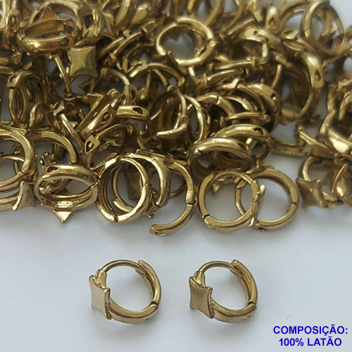 BRINCO NO BRUTO PRONTO PARA O BANHO(CX124) - BRINCO ARGOLINHA DE PRESSÃO DESENHO GEOMÉTRICO - TAMANHO: 10MM - PESO TOTAL 1,2GR - BRU14917
