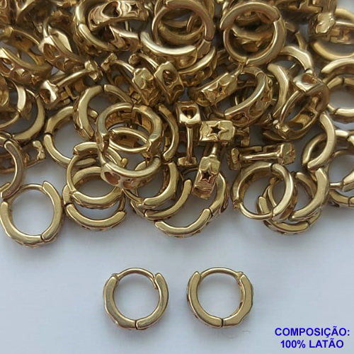 BRINCO NO BRUTO PRONTO PARA O BANHO - BRINCO ARGOLINHA DE PRESSÃO COM CORAÇÃO ESTRELA E LUA VAZADOS - TAMANHO: 9MM - PESO TOTAL 1GR - BRU14919