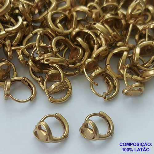 BRINCO NO BRUTO PRONTO PARA O BANHO(CX124) - BRINCO ARGOLINHA DE PRESSÃO COM CORAÇÃO VAZADO - TAMANHO: 11MM - PESO TOTAL 1,1GR - BRU14922
