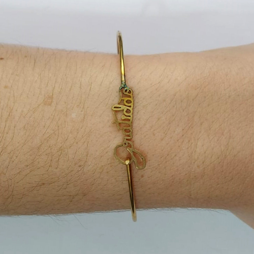 PULSEIRA (BRACELETE) NO BRUTO PRONTA PARA O BANHO - (CX.123)  BRACELETE COM PALAVRA GRATIDÃO - PESO 3,2GR - BRU14932