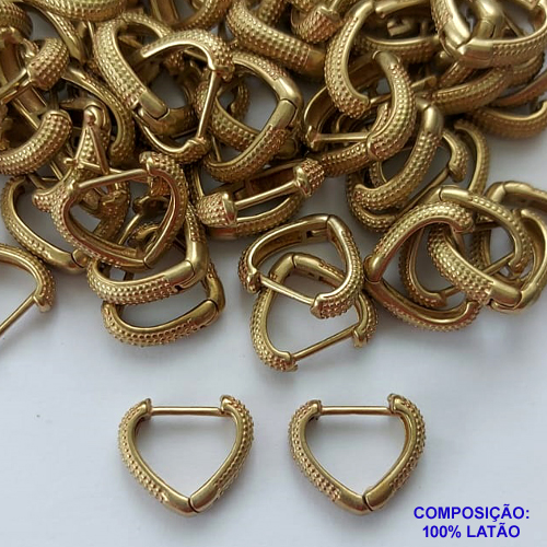BRINCO NO BRUTO PRONTO PARA O BANHO(CX124) - BRINCO ARGOLINHA DE PRESSÃO ESTILO CORAÇÃO - TAMANHO: 13MM - PESO TOTAL 2,9GR - BRU14940