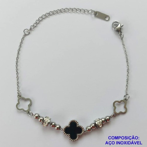 PULSEIRA EM AÇO INOXIDÁVEL - (CX.37)   PULSEIRA VAN CLEEF PRETO RESINA E VAZADOS -TAMANHO 17CM  - FECHO LAGOSTA - COMPOSIÇÃO: AÇO INOXIDÁVEL -  AÇO1993