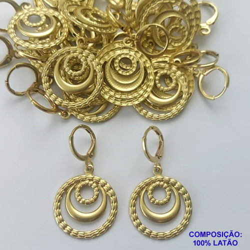 BRINCO NO BRUTO PRONTA PARA O BANHO(CX125) - (5749) BRINCO ARGOLINHA DE PRESSÃO (TRANQUETA) ARGOLAS VAZADAS 20MM - PESO TOTAL 3,2GR - BRU14952