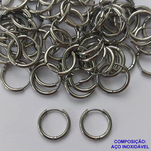 BRINCO EM AÇO INOXIDÁVEL - BRINCO ARGOLA DE PRESSÃO 12MM - (CX.120)  COMPOSIÇÃO: AÇO INOXIDÁVEL -  AÇO1996
