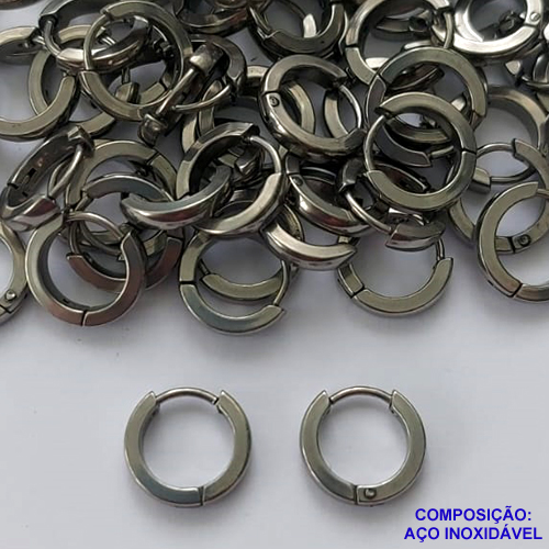 BRINCO EM AÇO INOXIDÁVEL - BRINCO ARGOLA DE PRESSÃO 10MM - (CX.120)  COMPOSIÇÃO: AÇO INOXIDÁVEL -  AÇO1997