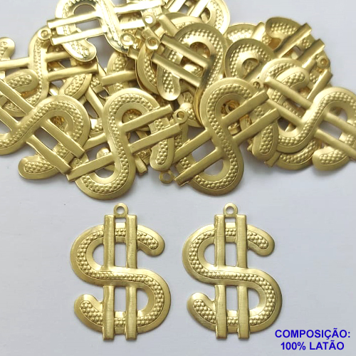 ACESSÓRIO NO BRUTO PRONTO PARA O BANHO(CX126) - (3.2777A1) PINGENTE CIFRÃO 27X35MM - PESO: 2,4GR - (VENDIDO POR UNIDADE)- BRU0003034
