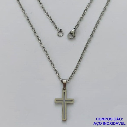 GARGANTILHA EM AÇO INOXIDÁVEL - (AÇO03) -(CX.126)  GARGANTILHA COM CORRENTE 50CM E PINGENTE CRUCIFIXO VAZADO 11X20MM - COMPOSIÇÃO: AÇO INOXIDÁVEL - AÇO2028
