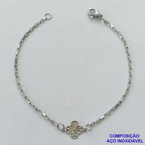 PULSEIRA EM AÇO INOXIDÁVEL - (ACO1012) - PULSEIRA COM  VAN CLEFF 7MM - TAMANHO 18CM - FECHO LAGOSTA - COMPOSIÇÃO: AÇO INOXIDÁVEL - AÇO2038