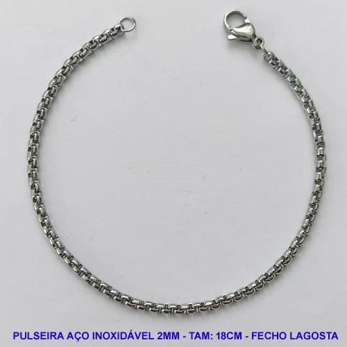 PULSEIRA EM AÇO INOXIDÁVEL - (ACO26) TAMANHO 18CM - LARGURA 2MM - FECHO LAGOSTA - COMPOSIÇÃO: AÇO INOXIDÁVEL -  AÇO2043