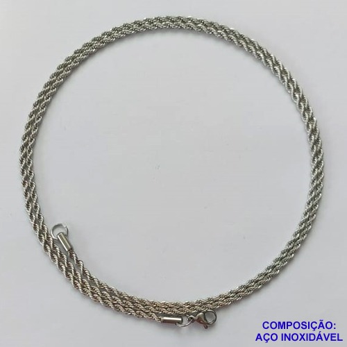 CORRENTE EM AÇO INOXIDAVEL -  (CX.126) CORDÃO BAIANO LARGURA 1,5MM - TAMANHO: 70CM - FECHO LAGOSTA - AÇO2045
