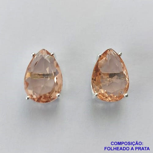 BRINCO FOLHEADA A PRATA COM 50 MILÉSIMOS + VERNIZ DIAMOND - BRINCO DE PINO BASE ALTA FUSÃO SALMÃO 10X14MM PRA463