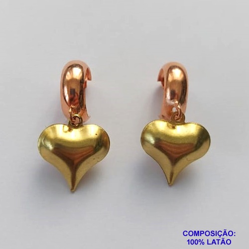 BRINCO NO BRUTO PRONTO PARA O BANHO -  (CX.129)  BRINCO DE PINO ARGOLA COM PINGENTE CORAÇÃO 27MM -  PESO TOTAL 4,6GR - BRU15071