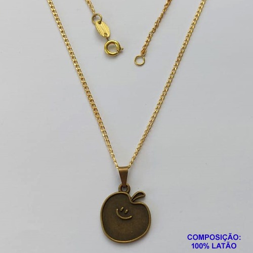 GARGANTILHA NO BRUTO PRONTO PARA O BANHO(CX127) - GARGANTILHA COM CORRENTE 40CM - PINGENTE FRUTINHA ALEGRE 16MM - PESO TOTAL 4,7GR - BRU15088