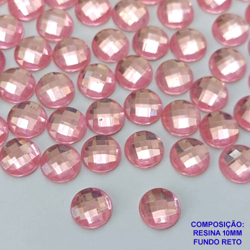ACESSÓRIO NO BRUTO PRONTO PARA O BANHO - RESINA REDONDA FUNDO RETO 10MM ROSA PARA BASE CHATÃO - PESO 0,3GR - COMPOSIÇÃO: RESINA (PEÇA VENDIDA POR UNIDADE) - BRU0003059