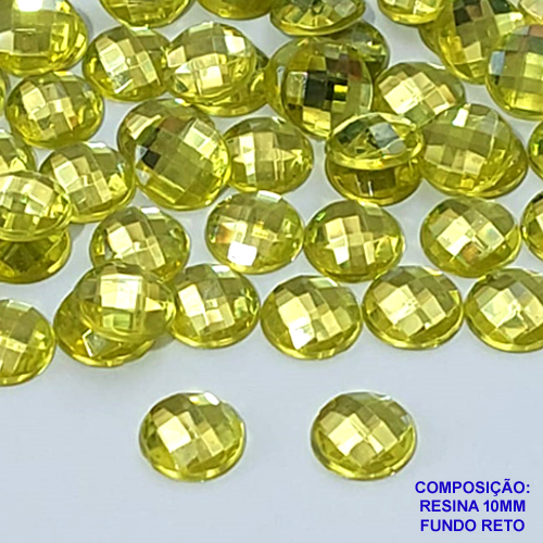 ACESSÓRIO NO BRUTO PRONTO PARA O BANHO - RESINA REDONDA FUNDO RETO 10MM AMARELA PARA BASE CHATÃO - PESO 0,3GR - COMPOSIÇÃO: RESINA (PEÇA VENDIDA POR UNIDADE) - BRU0003060