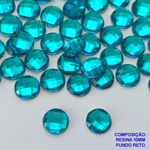 ACESSÓRIO NO BRUTO PRONTO PARA O BANHO - RESINA REDONDA FUNDO RETO 10MM AZUL PARA BASE CHATÃO - PESO 0,3GR - COMPOSIÇÃO: RESINA (PEÇA VENDIDA POR UNIDADE) - BRU0003061
