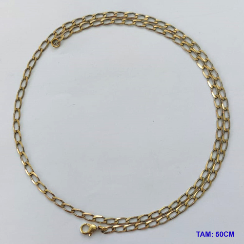 CORRENTE NO BRUTO PRONTA PARA O BANHO - CORRENTE EM LATÃO (M188)- TAMANHO 50CM - LARGURA 3MM - FECHO LAGOSTA - PESO 5,8GR - COMPOSIÇÃO: 100% LATÃO - BRU15104