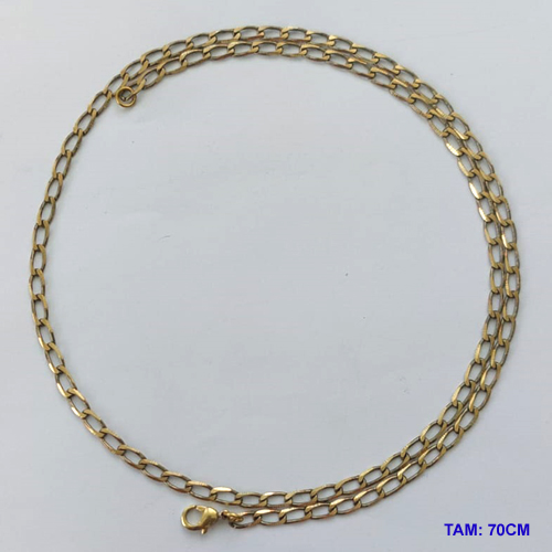 CORRENTE NO BRUTO PRONTA PARA O BANHO - CORRENTE EM LATÃO (M188)- TAMANHO 70CM - LARGURA 3MM - FECHO LAGOSTA - PESO 7,3GR - COMPOSIÇÃO: 100% LATÃO - BRU15106