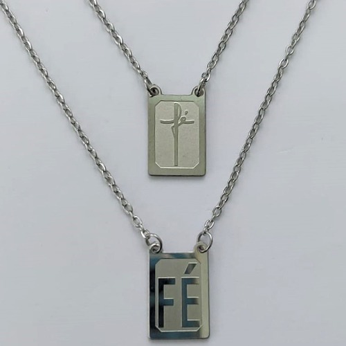 ESCAPULÁRIO EM AÇO INOXIDÁVEL -  ESCAPULÁRIO PLACA FÉ - TAMANHO: 60CM - COMPOSIÇÃO: AÇO INOXIDÁVEL - AÇO2064
