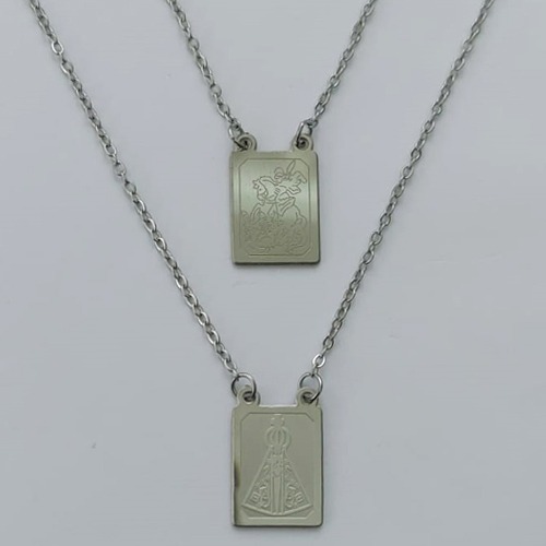 ESCAPULÁRIO EM AÇO INOXIDÁVEL -  ESCAPULÁRIO SÃO JORGE E NOSSA SENHORA APARECIDA - TAMANHO: 60CM - COMPOSIÇÃO: AÇO INOXIDÁVEL - AÇO2066