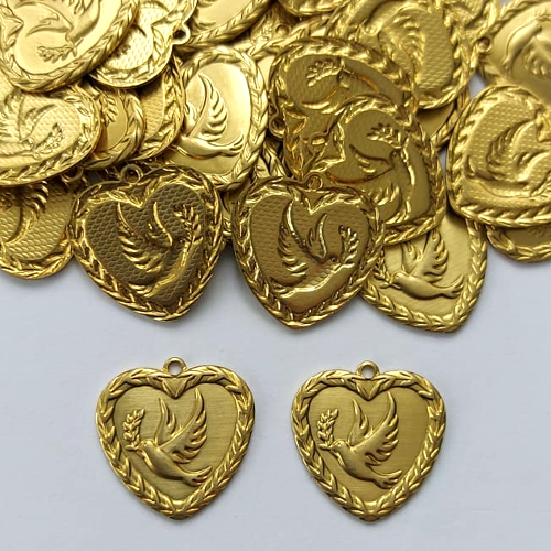ACESSÓRIO NO BRUTO PRONTO PARA O BANHO(CX132) - (4997) PINGENTE CORAÇÃO ESPÍRITO SANTO 17MM COM UMA ARGOLINHA - PESO 1,4GR - COMPOSIÇÃO: 100% LATÃO (PEÇA VENDIDA POR UNIDADE) - BRU0003091