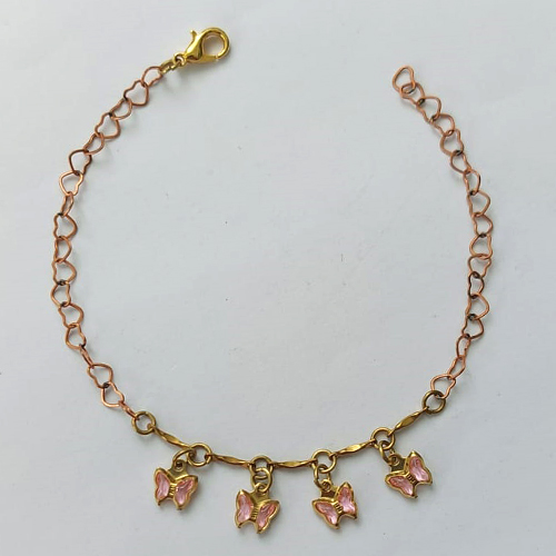 PULSEIRA NO BRUTO PRONTA PARA O BANHO -  (CX.07)  PULSEIRA COM BORBOLETAS  - TAMANHO 18CM - PESO TOTAL 1,9GR - BRU15257