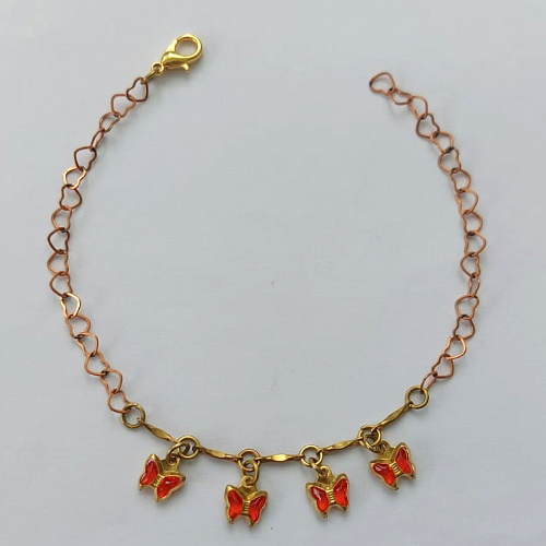 PULSEIRA NO BRUTO PRONTA PARA O BANHO - (CX.07)  PULSEIRA COM BORBOLETAS - TAMANHO 18CM - PESO TOTAL 1,9GR - BRU15263