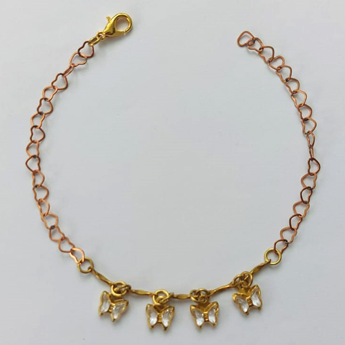 PULSEIRA NO BRUTO PRONTA PARA O BANHO -  (CX.07)  PULSEIRA COM BORBOLETAS - TAMANHO 18CM - PESO TOTAL 1,9GR- BRU15270