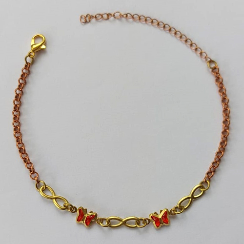 PULSEIRA NO BRUTO PRONTA PARA O BANHO -  (CX.04) PULSEIRA COM BORBOLETAS COM SÍMBOLO INFINITO - TAMANHO 18CM - PESO TOTAL 2,1GR- BRU15272