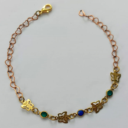 PULSEIRA NO BRUTO PRONTA PARA O BANHO -  (CX.03)  PULSEIRA COM BORBOLETAS VAZADAS - TAMANHO 18CM - PESO TOTAL 1,7GR- BRU15273