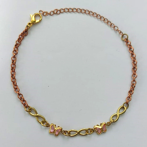 PULSEIRA NO BRUTO PRONTA PARA O BANHO -  (CX.04)  PULSEIRA COM BORBOLETAS  - TAMANHO 18CM - PESO TOTAL 1,9GR- BRU15277