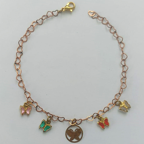 PULSEIRA NO BRUTO PRONTA PARA O BANHO - (CX.03)  PULSEIRA COM BORBOLETAS CRISTAIS  - TAMANHO 18CM - PESO TOTAL 1,7GR- BRU15279