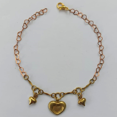 PULSEIRA NO BRUTO PRONTA PARA O BANHO -(CX.07)  PULSEIRA COM CORAÇÕES  - TAMANHO 18CM - PESO TOTAL 2,2GR- BRU15280