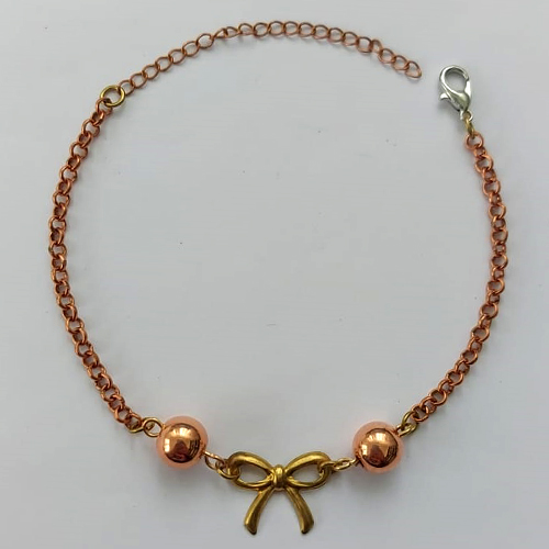 PULSEIRA NO BRUTO PRONTA PARA O BANHO -  (CX.04)  PULSEIRA COM ESFERAS E LACINHO - TAMANHO 18CM - PESO TOTAL 1,6GR- BRU15283