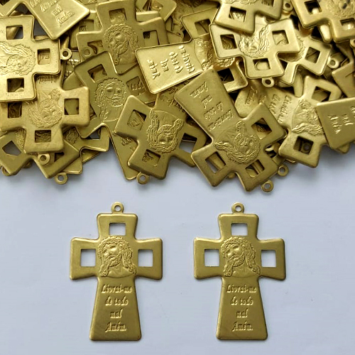 ACESSÓRIO NO BRUTO PRONTO PARA O BANHO - (3.1032) CRUCIFIXO JESUS DETALHE VAZADO 27X37MM - PESO TOTAL 2,3GR - BRU0003103