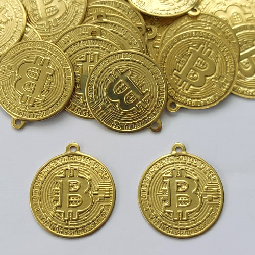 ACESSÓRIO NO BRUTO PRONTO PARA O BANHO - (3.2156A1) SÍMBOLO BITCOIN 20MM - PESO TOTAL 1,2GR - BRU0003104