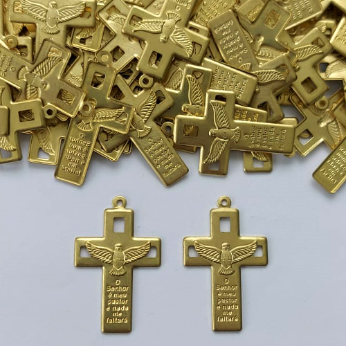 ACESSÓRIO NO BRUTO PRONTO PARA O BANHO - (3.1003) CRUCIFIXO ESPÍRITO SANTO DETALHE VAZADO 20X29MM - PESO TOTAL 1,4GR - BRU15288
