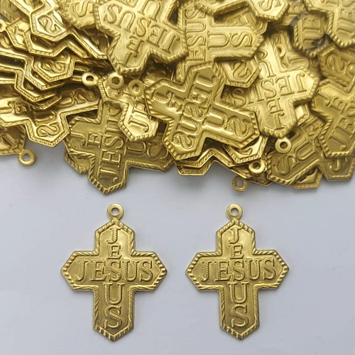ACESSÓRIO NO BRUTO PRONTO PARA O BANHO - (3.399) CRUCIFIXO JESUS 20X23MM - PESO TOTAL 1,1GR - BRU15291