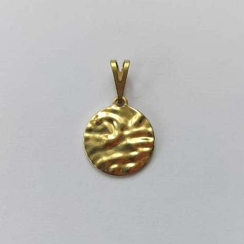 PINGENTE NO BRUTO PRONTO PARA O BANHO - (4850) PINGENTE REDONDO MARTELADO 12MM - PESO: 0,4GR - COMPOSIÇÃO: 100% LATÃO - BRU15323