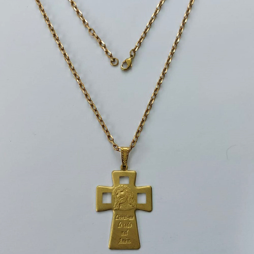 GARGANTILHA NO BRUTO PRONTA PARA O BANHO - (3.1032) GARGANTILHA COM CORRENTE - TAMANHO: 70CM COM PINGENTE CRUCIFIXO 27X38MM - PESO: 10,9GR - BRU15407