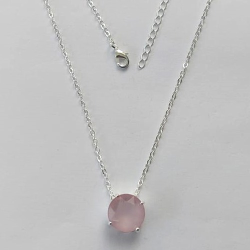 GARGANTILHA FOLHEADA A PRATA COM 50 MILÉSIMOS + VERNIZ DIAMOND - GARGANTILHA CORRENTE CADEADO 45CM ZIRCÔNIA ROSE REDONDA 11MM -PRA533