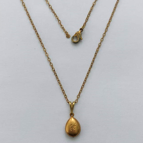 GARGANTILHA NO BRUTO PRONTA PARA O BANHO - (E460/3) GARGANTILHA COM CORRENTE CADEADO 45CM E PINGENTE GOTA DUPLA COM PALAVRAS DEUS E FÉ 13MM - PESO: 1,4GR - COMPOSIÇÃO: 100% LATÃO - BRU15436
