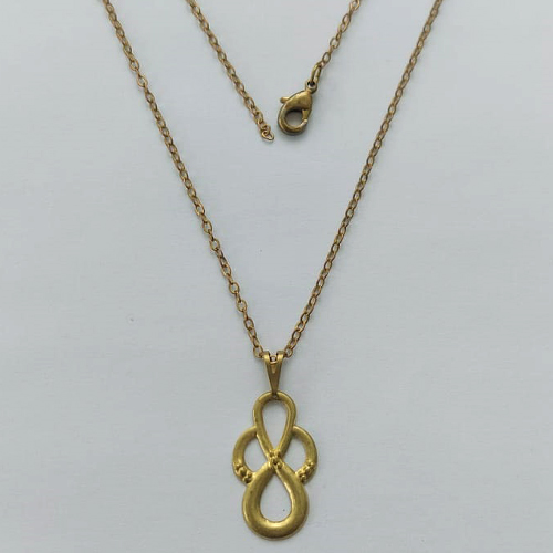 GARGANTILHA NO BRUTO PRONTA PARA O BANHO - (V2674) GARGANTILHA COM CORRENTE CADEADO 45CM E PINGENTE INFINITO 22MM - PESO: 1,5GR - COMPOSIÇÃO: 100% LATÃO - BRU15442