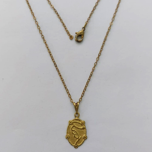 GARGANTILHA NO BRUTO PRONTA PARA O BANHO - (V3647) GARGANTILHA COM CORRENTE CADEADO 45CM E PINGENTE MEDALHA NOSSA SRA APARECIDA 20MM - PESO: 1,7GR - COMPOSIÇÃO: 100% LATÃO - BRU15451