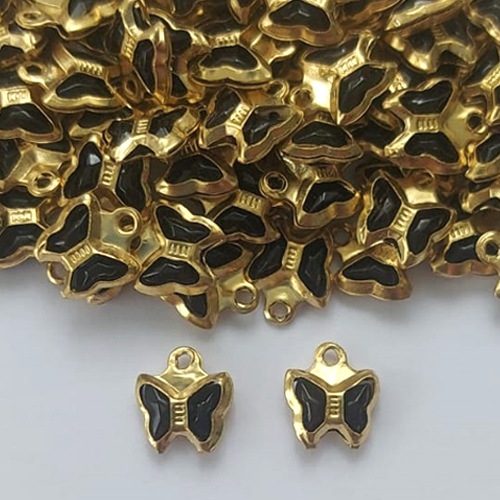 ACESSÓRIO NO BRUTO PRONTO PARA O BANHO - BORBOLETA PRETA EM VIDRO 8MM - PESO 0,4GR - COMPOSIÇÃO: LATÃO / VIDRO - BRU0003129