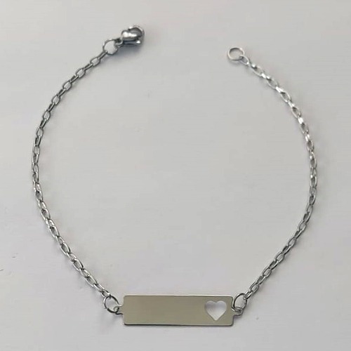 PULSEIRA EM AÇO INOXIDÁVEL(CX25) (AÇO12) - PULSEIRA CHAPINHA DESENHADA CORAÇÃO 27MM TAMANHO 18CM - LARGURA 6MM - FECHO LAGOSTA - COMPOSIÇÃO: AÇO INOXIDÁVEL - AÇO2121