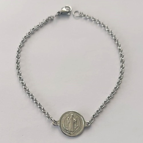 PULSEIRA EM AÇO INOXIDÁVEL(CX95) (BCL33) - PULSEIRA SÃO BENTO 12MM TAMANHO 17CM - FECHO LAGOSTA - COMPOSIÇÃO: AÇO INOXIDÁVEL - AÇO2124