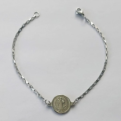PULSEIRA EM AÇO INOXIDÁVEL(CX69) (ACO1012) - PULSEIRA SÃO BENTO 12MM TAMANHO 18CM  - FECHO LAGOSTA - COMPOSIÇÃO: AÇO INOXIDÁVEL - AÇO2135