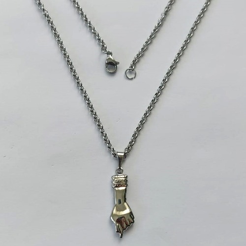 GARGANTILHA EM AÇO INOXIDÁVEL (CX69)-  GARGANTILHA COM CORRENTE( BCL33) 50CM E PINGENTE FIGA 8MM - COMPOSIÇÃO: AÇO INOXIDÁVEL - AÇO2140