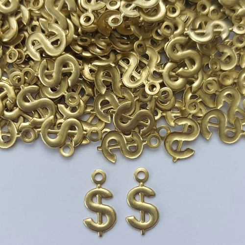 ACESSÓRIO NO BRUTO PRONTO PARA BANHO - (V3443) (CX.124) SÍMBOLO CIFRÃO 12MM - PESO: 0,4GR - (VALOR UNITÁRIO) BRU0003138